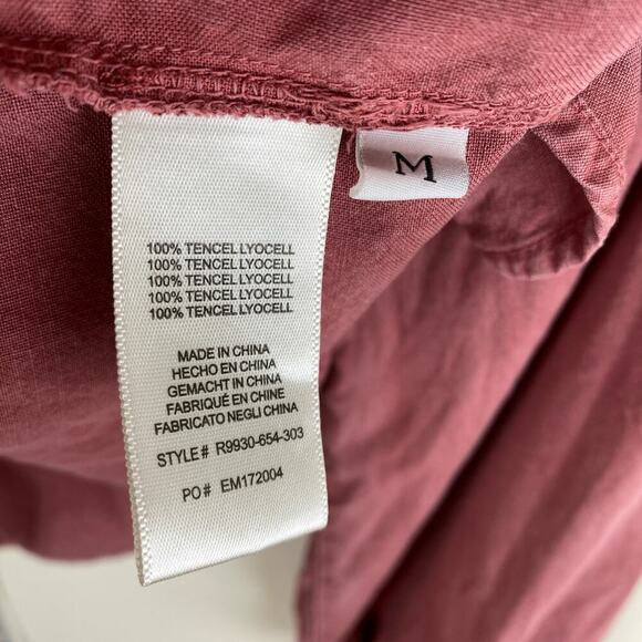 Cloth & Stone Becky Blouse Size M Wine Red Tencel Long Sleeve Boho Anthopologie - Picture 10 of 12